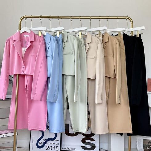 WYNN Two Piece Cropped Coat with Wide Leg Trouser